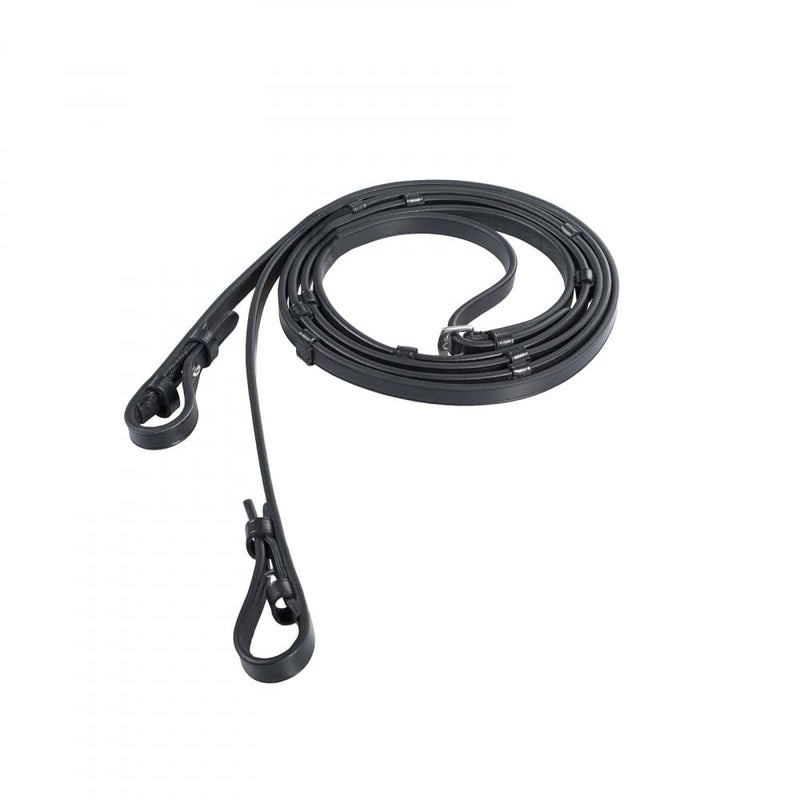 Horze Laelia Leather Reins with Stops - Black - Horse - Image 1